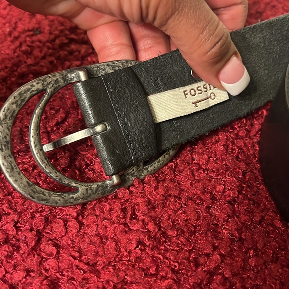 Fossil Womens Belt Medium Black Antique Brass Buckle - Picture 2 of 9